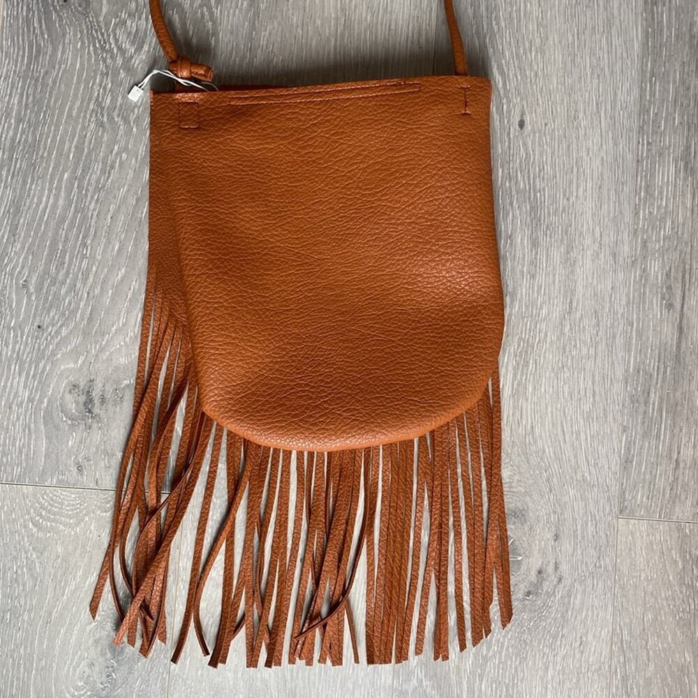 Leather crossbody fringe purse